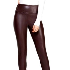 Burgundy faux leather leggings